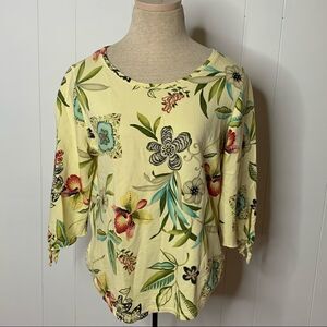 Hot Cotton Botanical Floral Print Top Jersey Knit